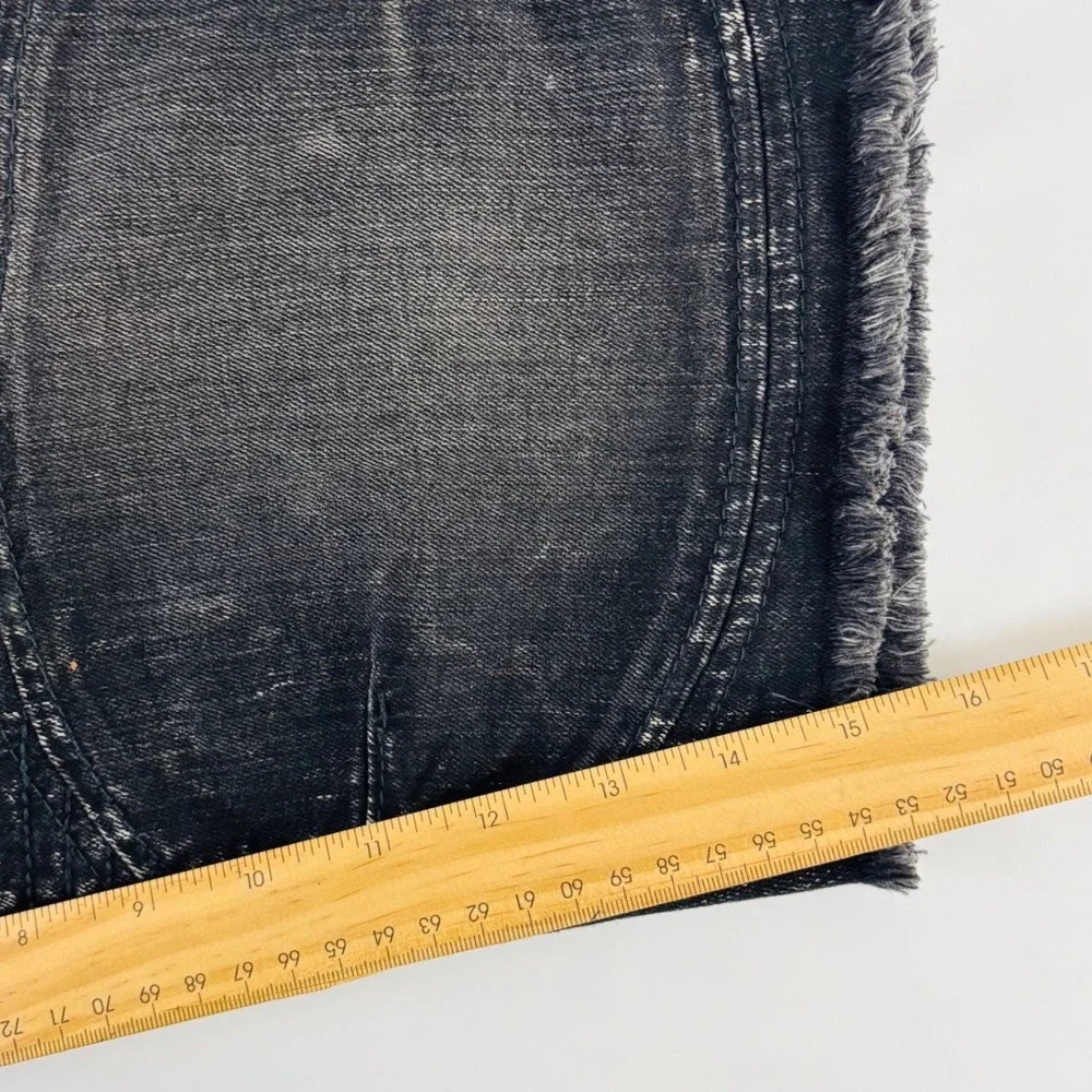 True Religion Mens Moto Black Distressed Denim Shorts Frayed Hem 42